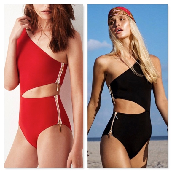 Rouge! Other - One Shoulder Zip One Piece Monokini Swimsuit